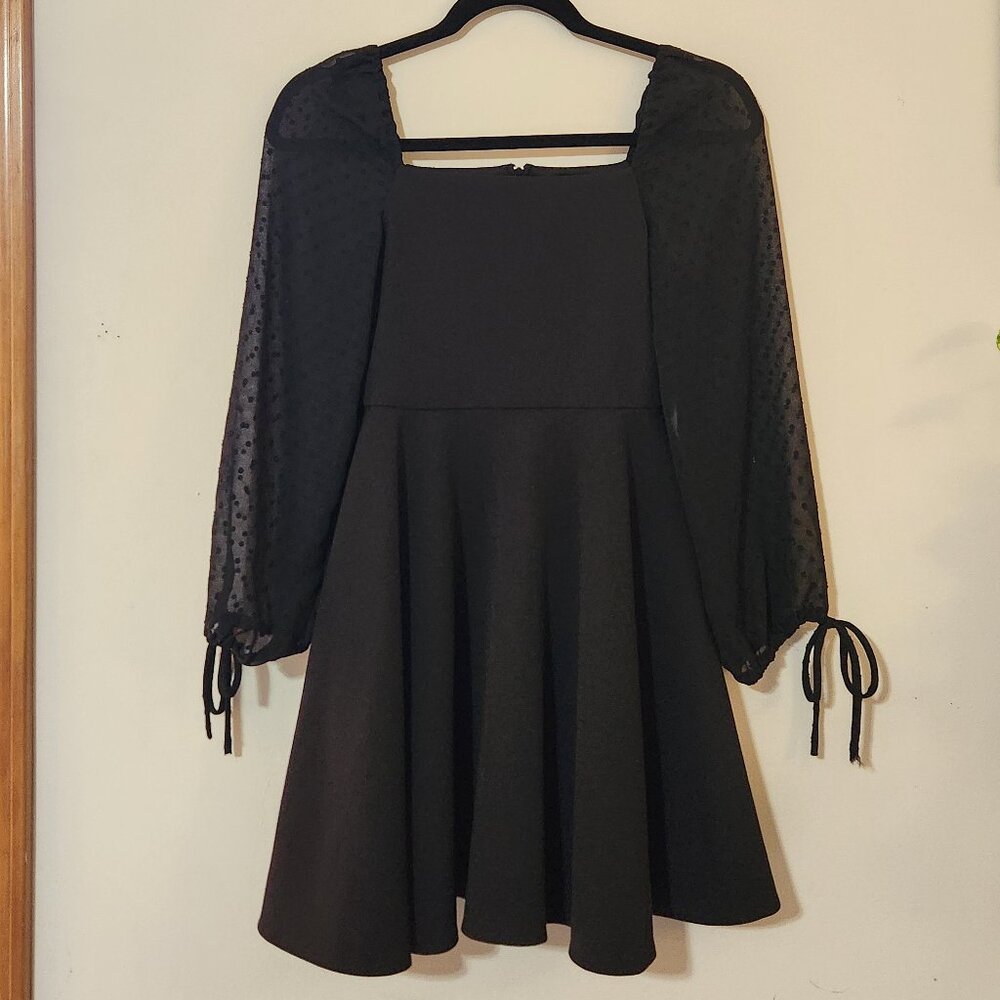 Rare Editions Girls 10 Black Square Neck Scuba Crepe Skater Semi Formal Dress